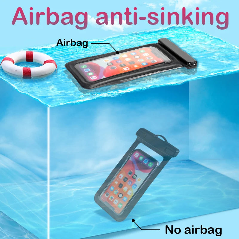 Floating Airbag Waterproof Swim Bag Phone Case For iPhone 11 12 13