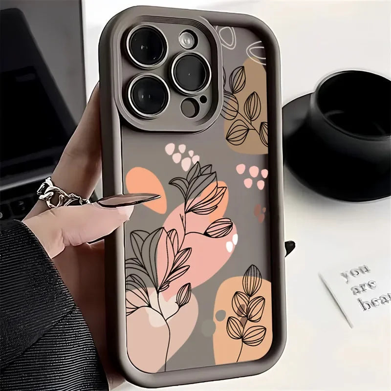Abstract Plants Phone Case for IPhone 14 Pro Max 13 12 Mini 11 15 Pro