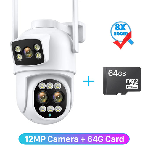 12MP 6K WiFi IP Camera 8X Zoom Dual Screens 8MP PTZ Wifi Surveillance