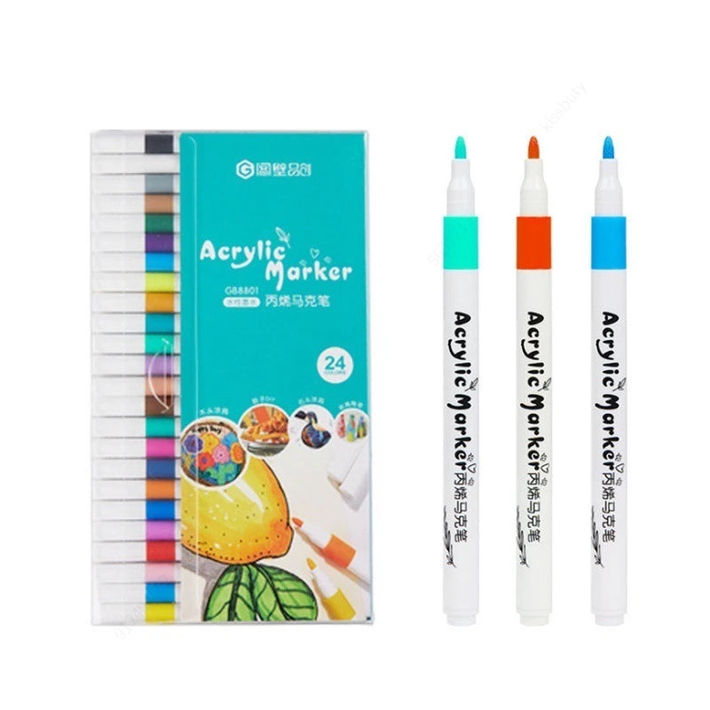 12-80 Colores Set Acrylic Paint Art Marker Pen Rock Painting for Kids