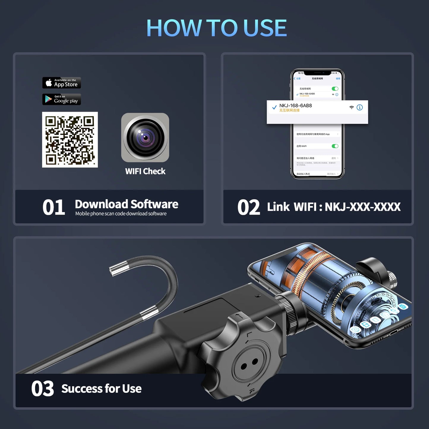 Two-Way 180° Articulating Borescope Camera 8.5MM /6.2MM Endoscope