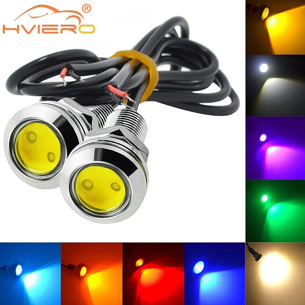 2Pcs Drl 18MM Car Eagle Eye Silver Shell DRL Led Daytime Running