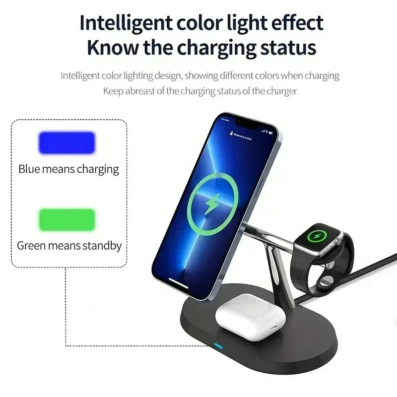 3 in 1 Magnetic Fast Wireless Charger Station For iPhone 16 15 14 13