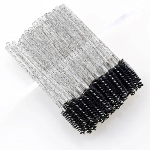 50Pcs Makeup Brushes Disposable Crystal Eyebrow Brush Diamond Handle