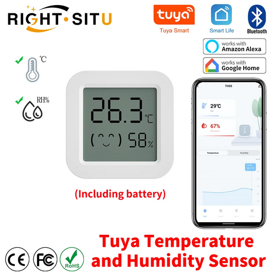 Tuya Temperature Humidity Sensor Mini LCD Display Compatible with