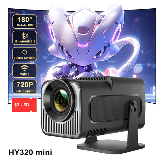 HY320Mini Projector Salange Portable 4K 8K Video Support Native 720P