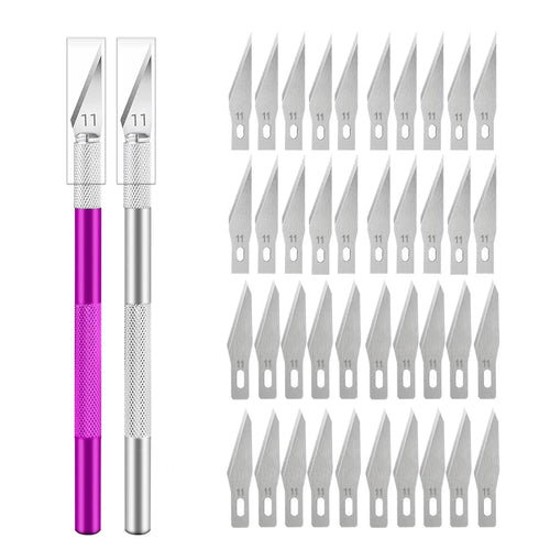 Engraving Non-Slip Metal Knife Kit + 40/10pcs #11 Blades Cutter Craft