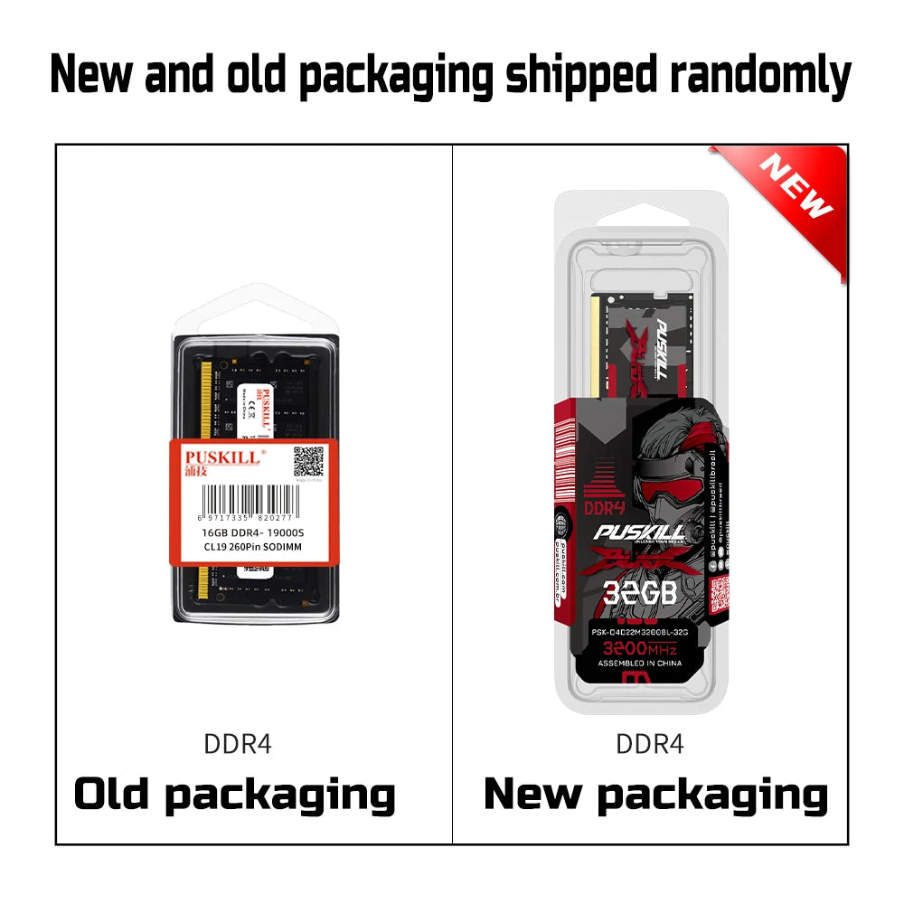 PUSKILL Memoria Ram Notebook DDR4 DDR3L 16GB 8GB 4GB 32GB 3200 2666