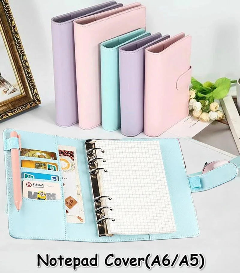 Macaroon Color A6/A5 PU Leather DIY Binder Notebook Cover Diary Agenda