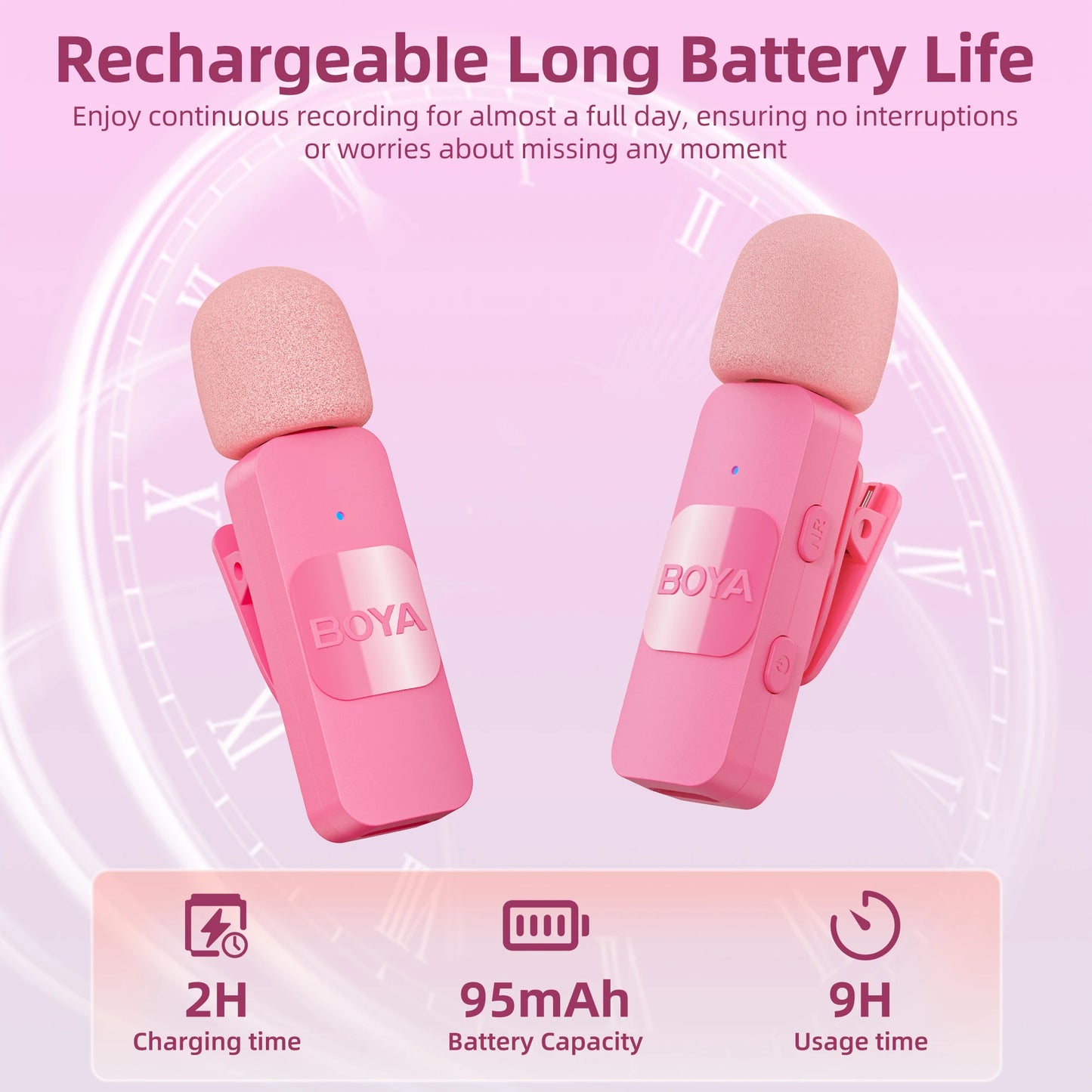 BOYA BY-V-P Wireless Lavalier Lapel Microphone for iPhone15 14 Android