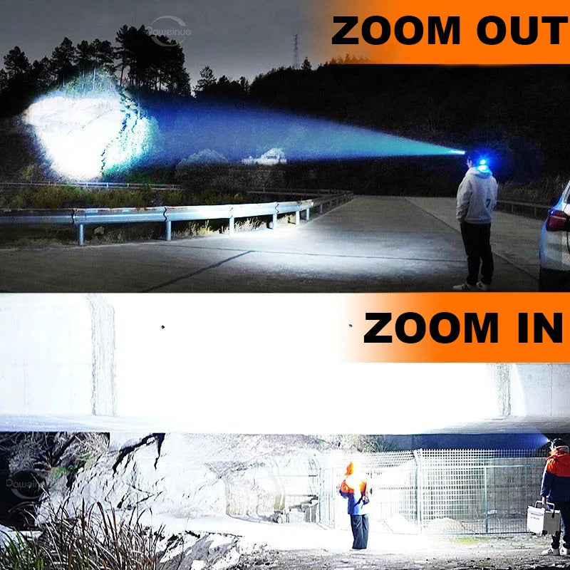 80000LM Powerful Headlamp USB Rechargeable Headlight Flashlight Large