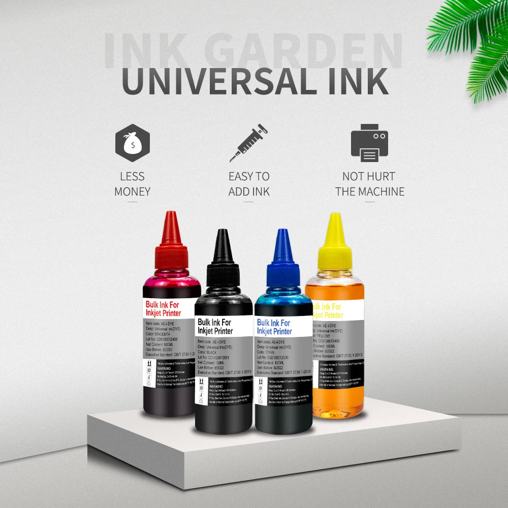 Universal Printer Ink 100ML Refill CISS kit Compatible For HP Canon