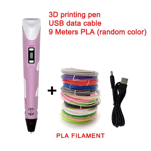 Electronic 3D Printing Pen with 9M PLA Consumables High-Temperature 3D