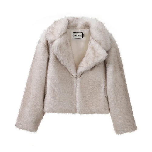 Neo Mint Chic Street Girls Gradient Faux Fur Jacket Women Winter 2024