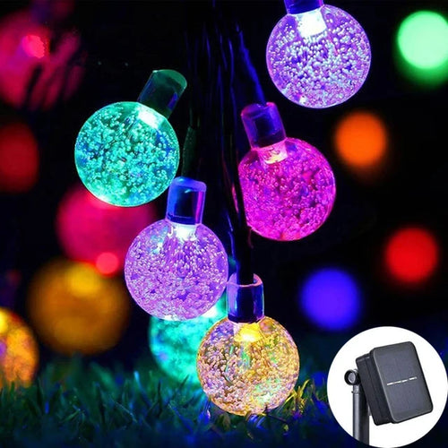 Solar Crystal Globe LED String Lights 60 LED 8 Lighting Modes IP65