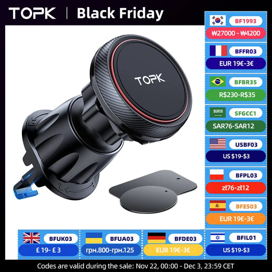 TOPK Magnetic Car Phone Mount in Car Phone Holder Air Vent Magnetic 6