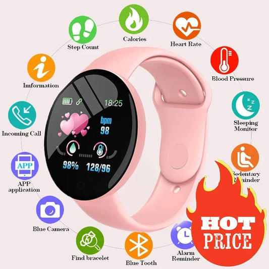 New D18 Smart Watch Men Women Smartwatch Heart Rate Blood Pressure