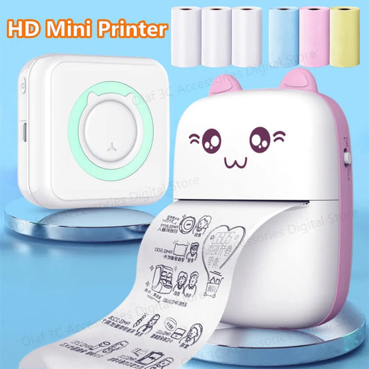 Meow Mini Label Printer Thermal Portable Printers Stickers Paper