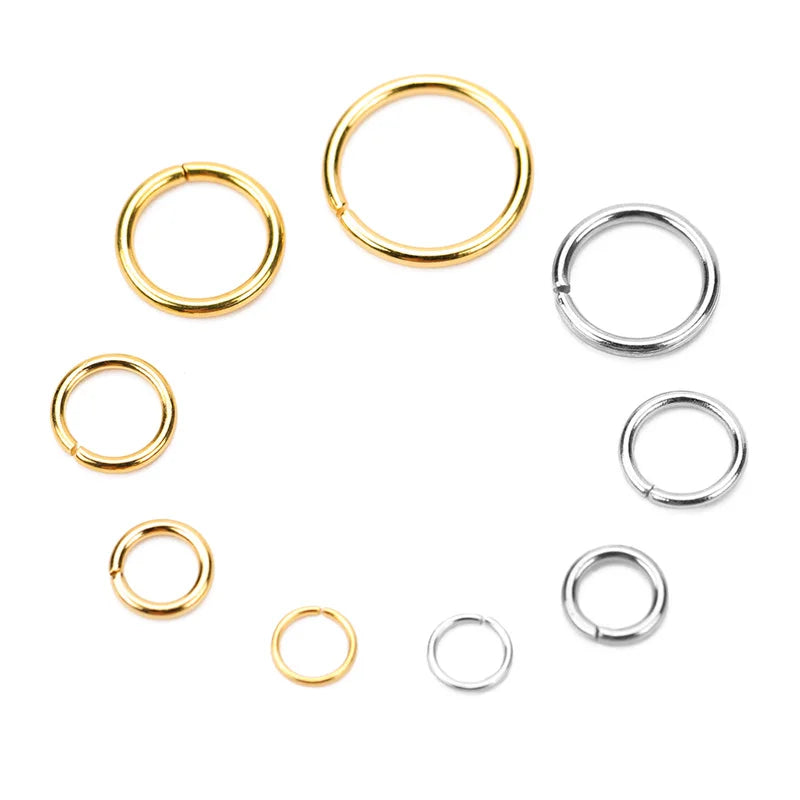 100pcs PVD Never Fade Stainless Steel Open Jump Rings 4 5 6 8 10 mm