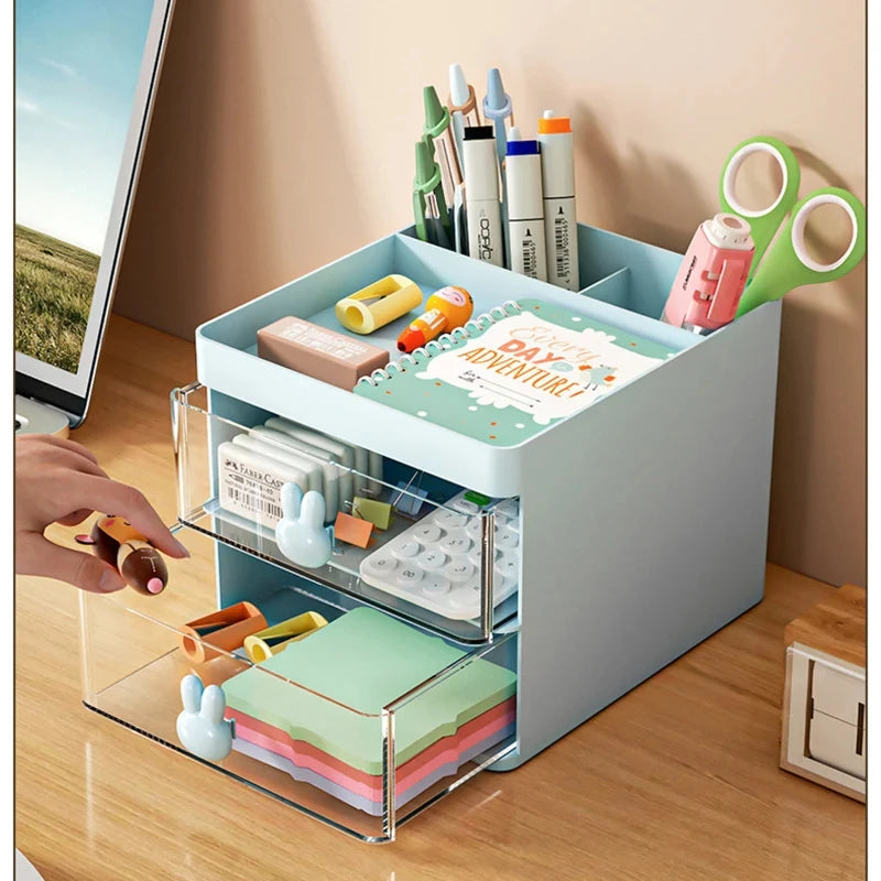 Small Desk Organizer With Drawer, Office Desktop Storage Box, Makeup