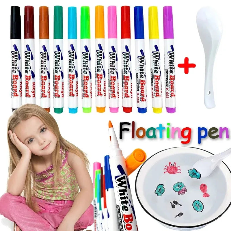 8/12 Colors Magical Water Floating Student Painting Brush Whiteboard