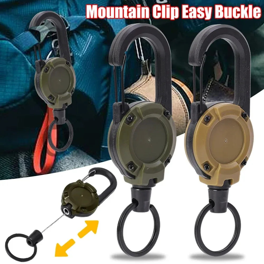 Retractable Heavy Duty Pull Reel Carabiner Key Chains Strong Steel