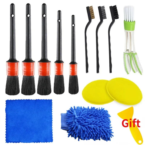 New car cleaning kit scrubber drill detailing brush set air