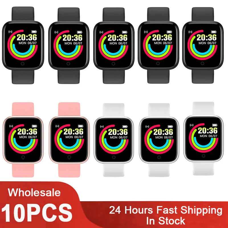 10Pcs D20 Smart Watch for Men Women Smartwatch Y68 Fitness Tracker