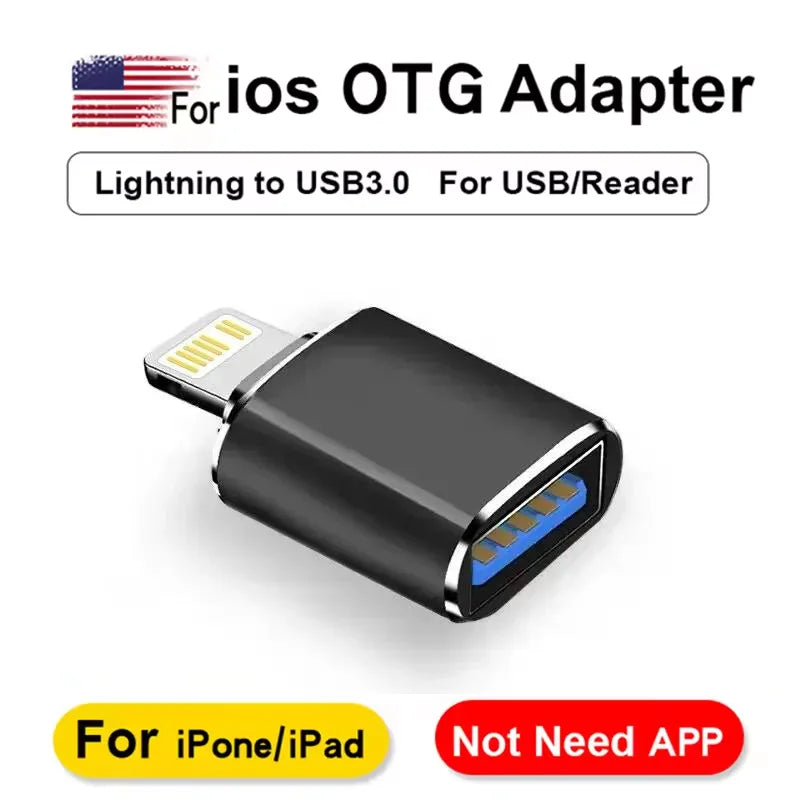 USB 3.0 OTG Adapter for IPhone 14 13 12 11 Pro XS Max XR X 8 Plus 7 6s