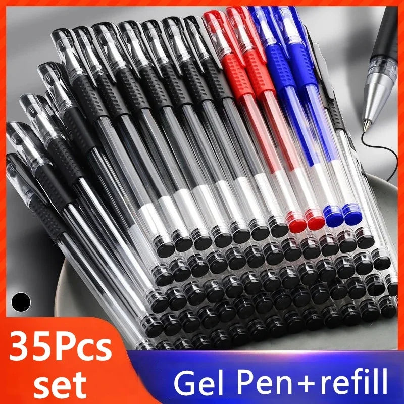 35 PCS Gel Pen Set School Supplies Black Blue Red Ink Color 0.5mm