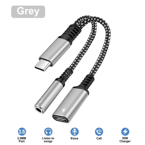 Audio Adapter 2 IN 1 Fast Charge For Samsung S20 Ultra Note 20 For