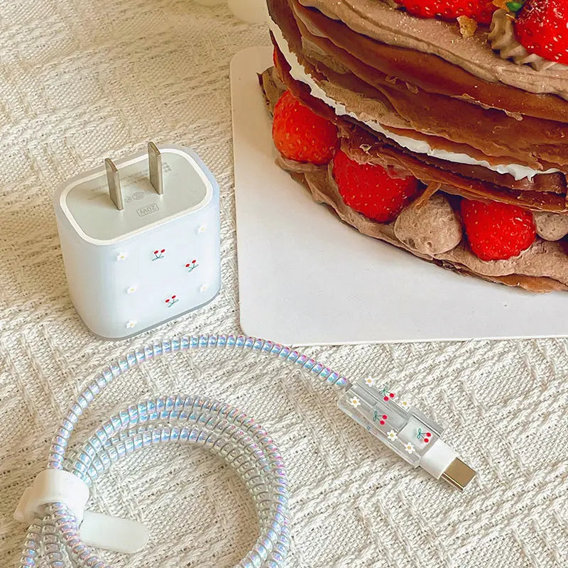 Cherry Frosted Style Charger Cable Protection Cover For iphone US