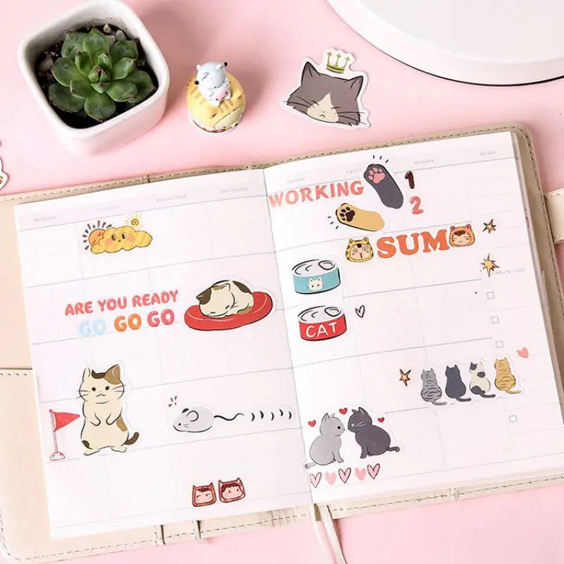 45pcs Puddle Cat Diary Handbook Photo Album Water Cup Mobile Phone
