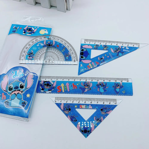1Set MINISO Stitch Creative Ruler Set Student Study Stationery Ruler