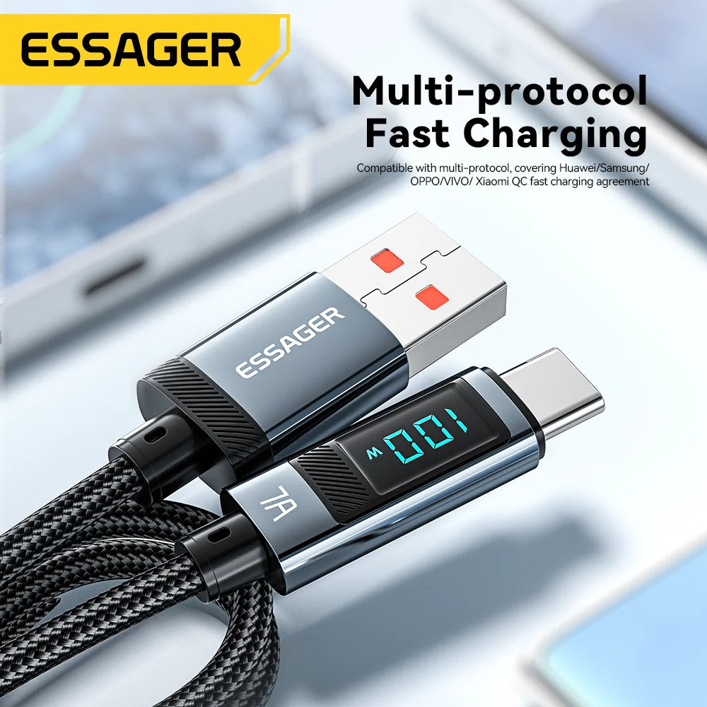 Essager 7A USB Type C Cable 100W USB C Charger Data For Realme Huawei