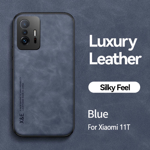 For Xiomi 11T Pro case Leather Texture Car Magnetic Holder Phone Case