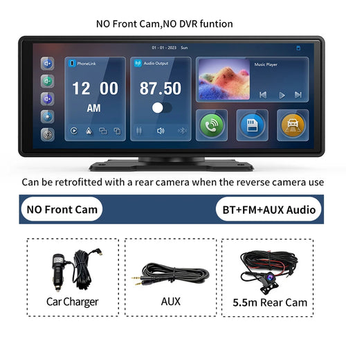 Imagebon 10.26" Dash Cam 4k Wireless Carplay Android Auto Navigation
