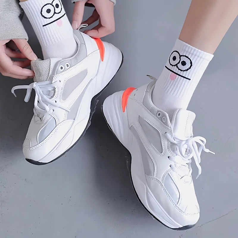 5 Pairs Women's Cute Expression Printed Ankle Socks Comfort