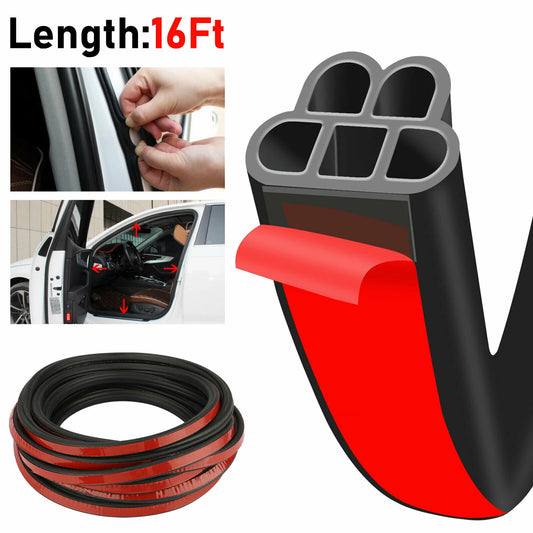 5Meters Car Door Seal Strips Sticker B Shape Weatherstrip Rubber Seals