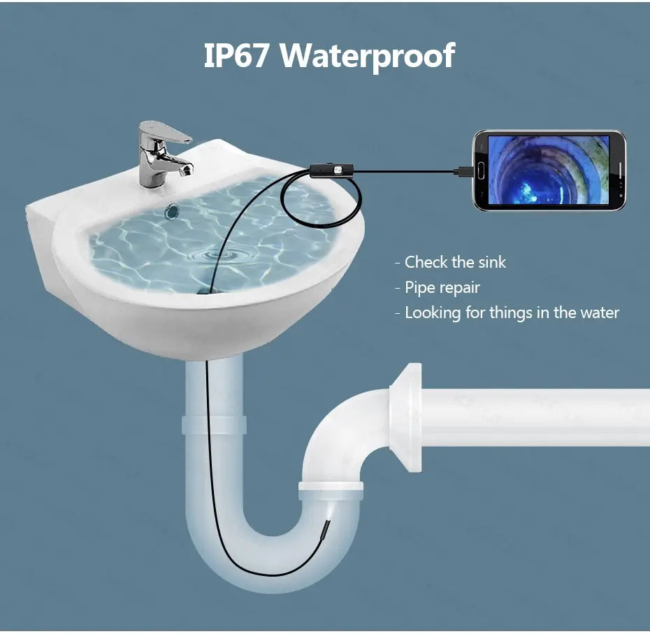 7MM Android Endoscope Camera 3 IN1 Micro USB Type C Borescope Mini