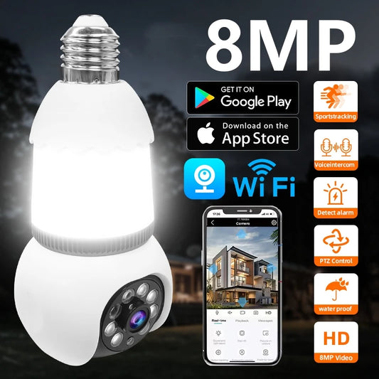 8MP Lamp Bulb WiFi Camera E27 LED Bulb Smart IP Camera Surveilance