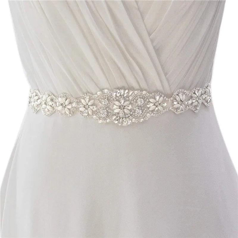 Bridal Belts Bling Wedding Women Handmade Jewelry Silver Rhinestone