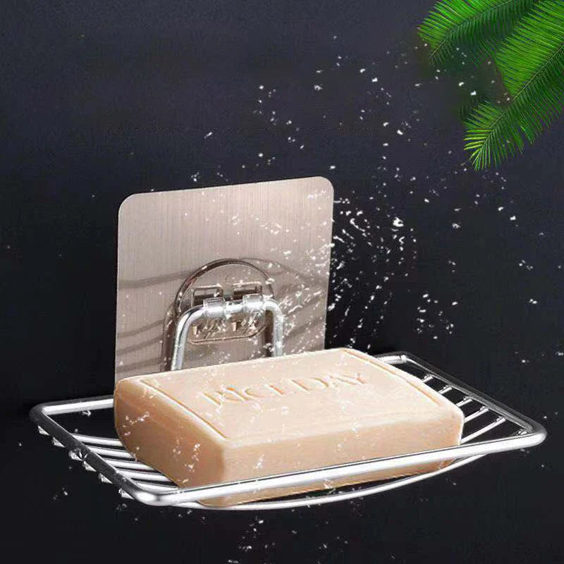 1pc-Stainless Steel Soap Rack Punch-free Nail-free Bathroom Single