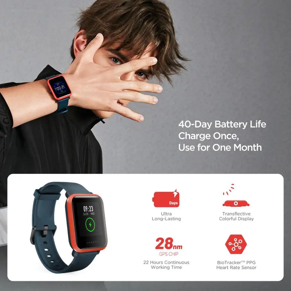 Amazfit SmartWatch Bip S GPS GLONASS 31g Feather-Light Body Bluetooth