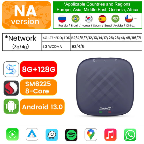 CarlinKit CarPlay Ai TV Box Android 13 QCM6125 Wireless CarPlay