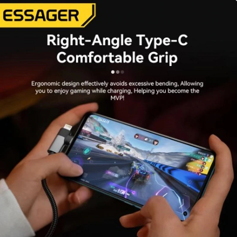 Essager 2 in 1 USB Type C Cable 65W PD Fast Charging Wire Type C To