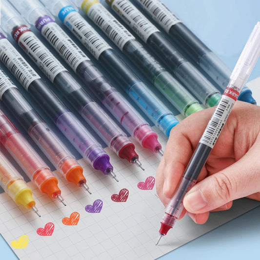 10 Pcs Large Capacity Quick Drying Needle Tip Colored Gel Pen 0.5mm
