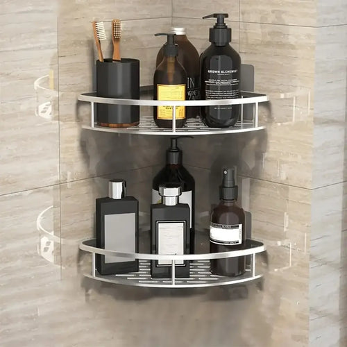 Bathroom Storage Rack No Drill Shelves Wall Mount Corner Shelf Shower
