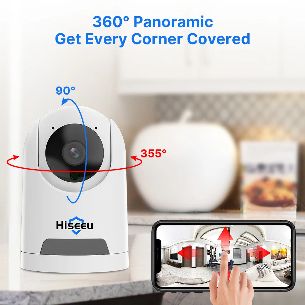 Hiseeu 2K 4MP Wifi PTZ IP Camera Smart Home 2 Way Audio Baby Monitor