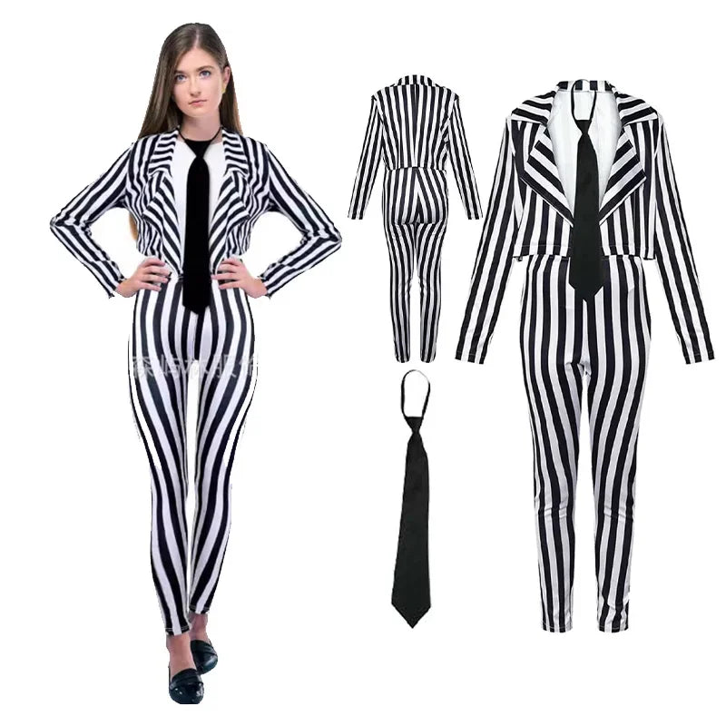 Adult Women Halloween Horror Scray Cosplay Role Play Black White